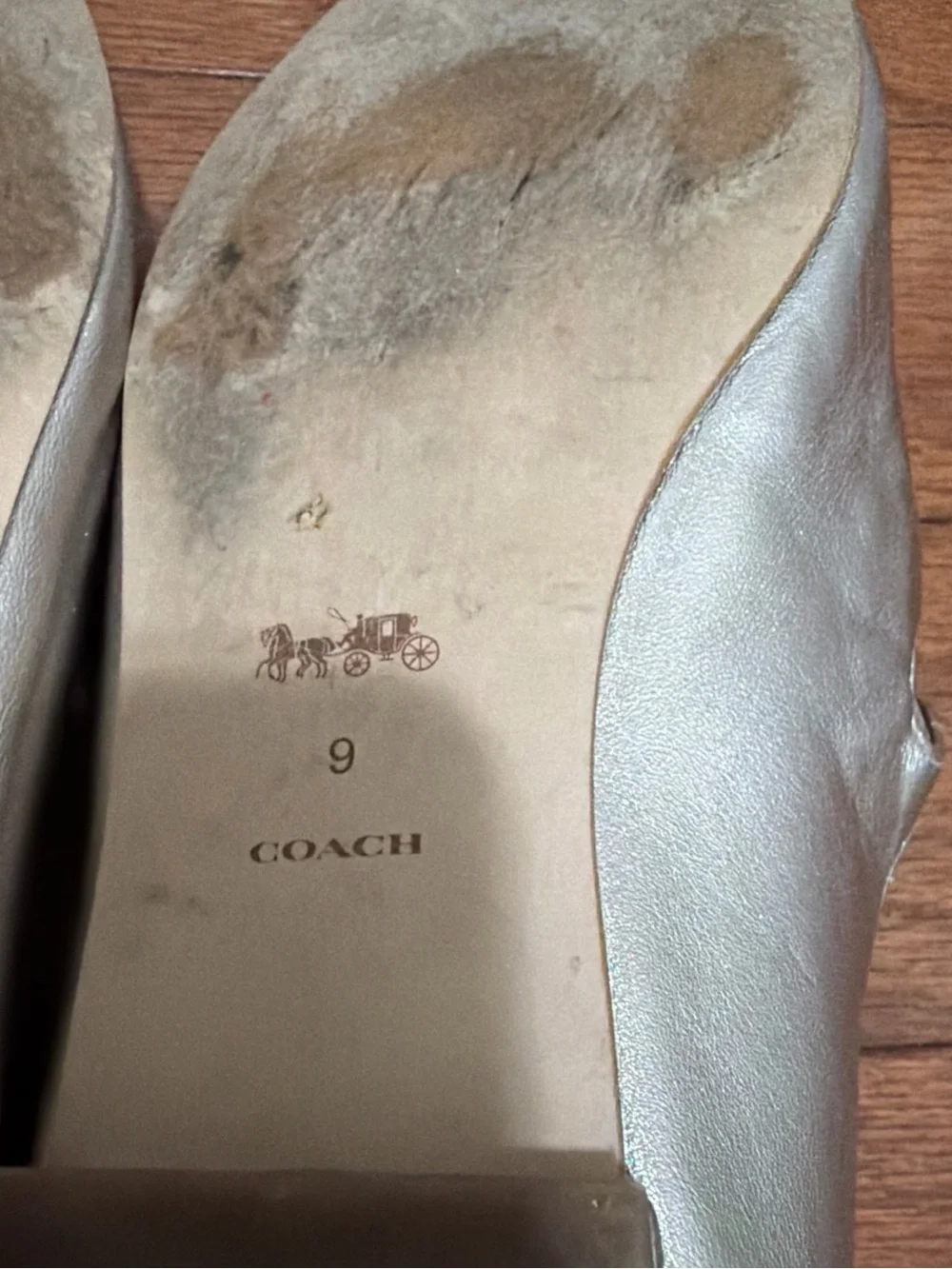 Coach Metallic gold rose Double-Strap Mary Jane Flats Sz 9